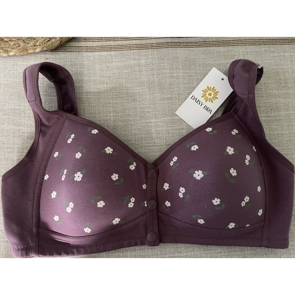 Bra Daisy XL no wire T-shirt front snap purple NWT 0496